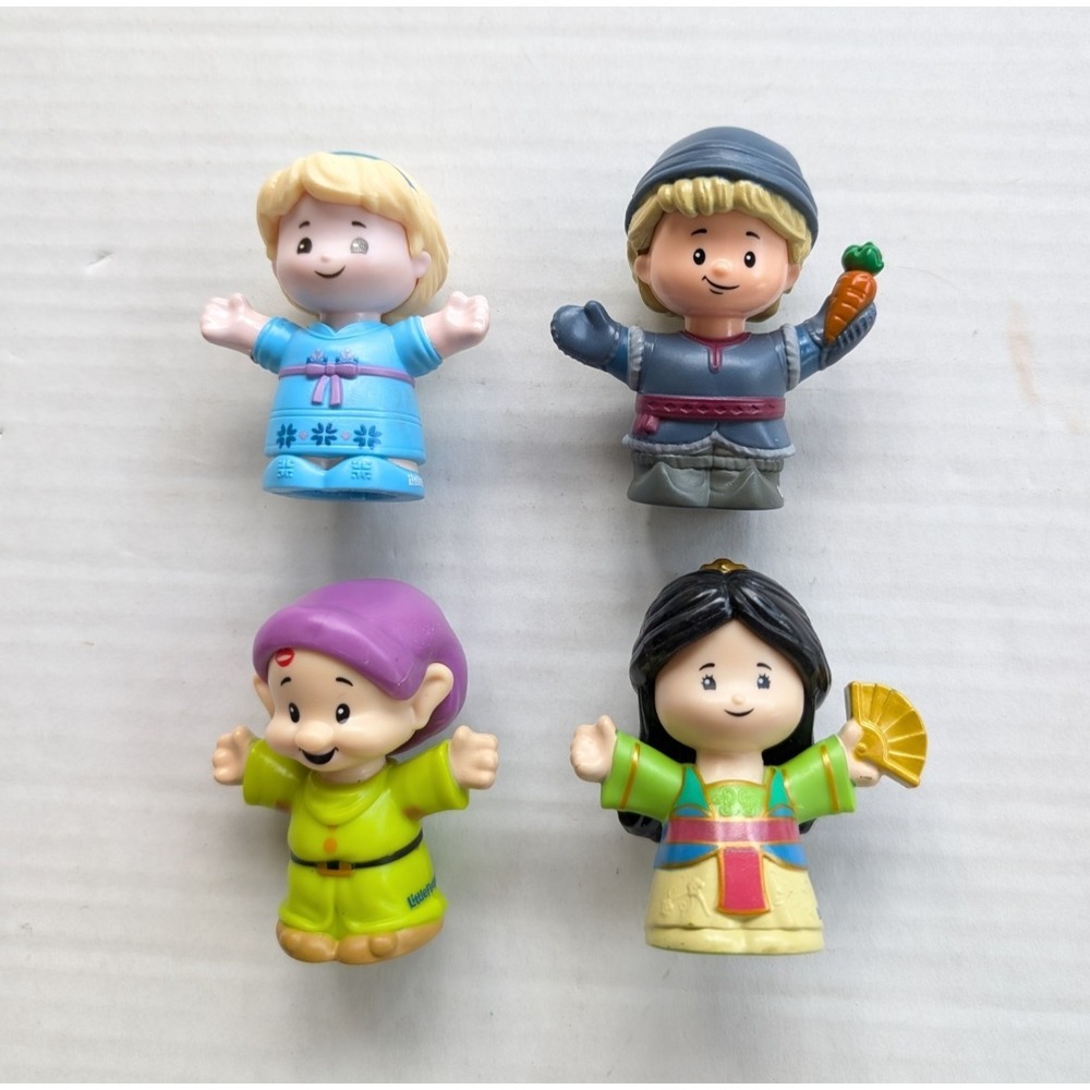 Little People Disney Figure Lot of 4 Dopey Mulan Elsa Kristoff
